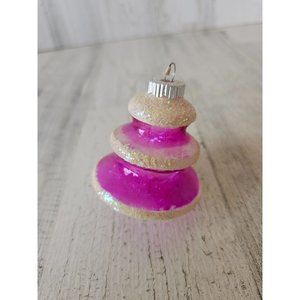 Vintage radko shiny pink torpedo tinsel UFO glitter topper ornament Xmas tree